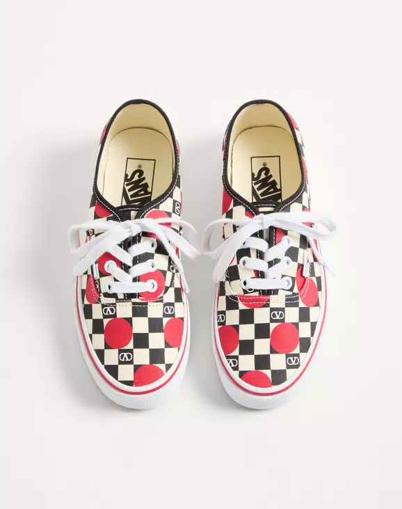 Valentino Valentino Garavani And Vans Low-Top Trainer In Fabric With VLogo Checkerboard Print And Polka Dot Detail - Image 5